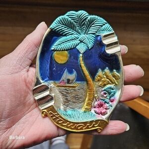Vintage Hawaiian Souvenir Metal Ashtray Keepsake